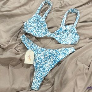 Aqua Floral Bikini Set